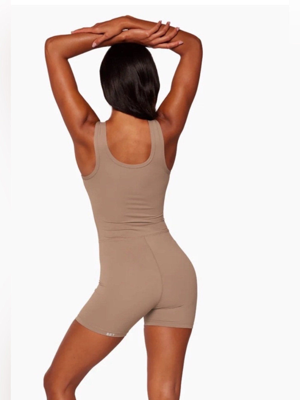 SET ACTIVE Sportbody Shortysuit Sleeveless tank Romper in DUGOUT Taupe NEW XL